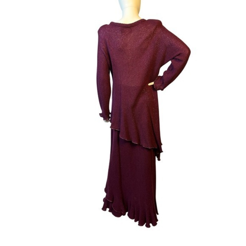 Vivian Chan Shaw Vintage Knit‎ Long Layer Skirt Dress Set Sparkle Ruffle Gown KC - Picture 6 of 9